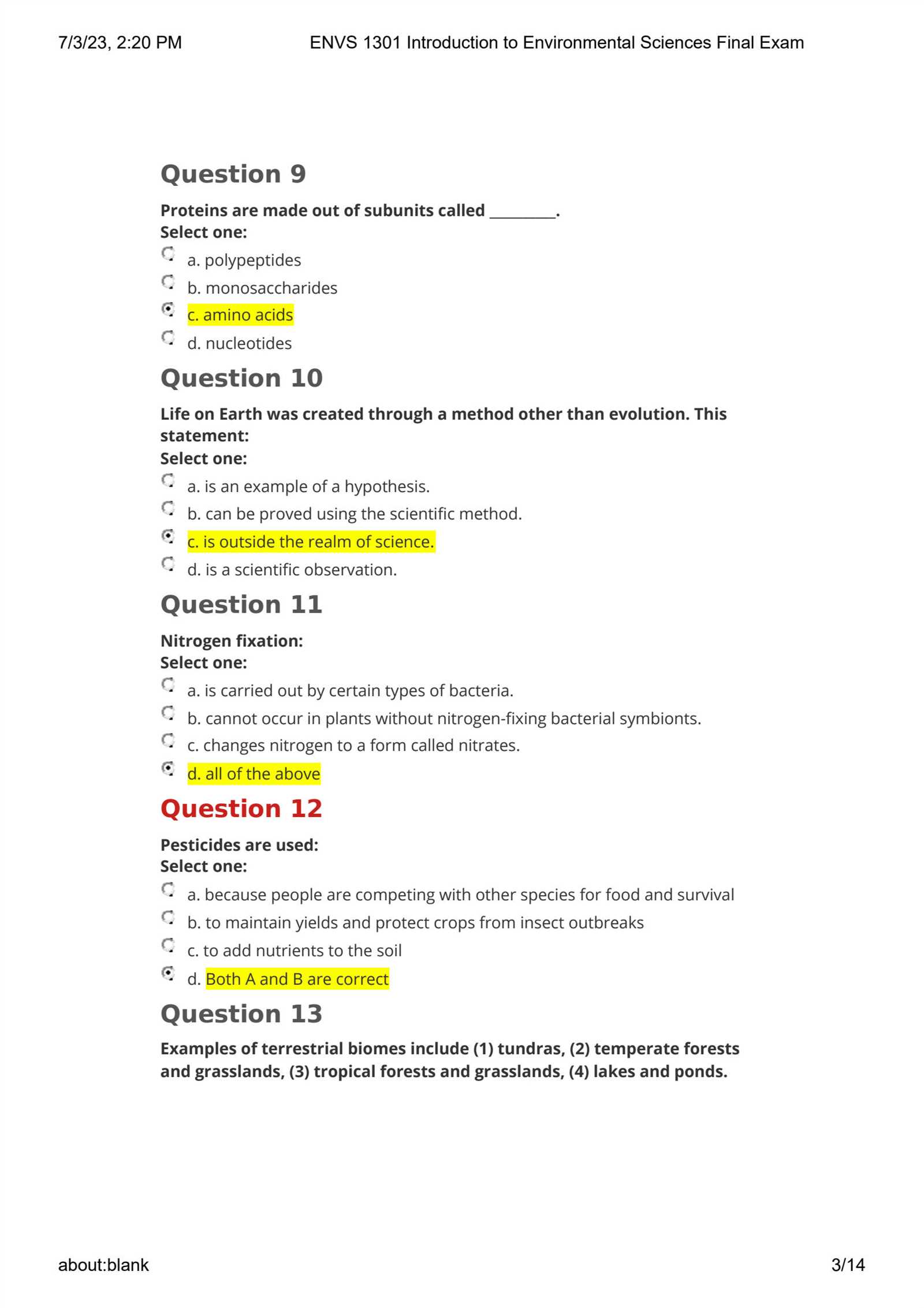 environmental science final exam study guide