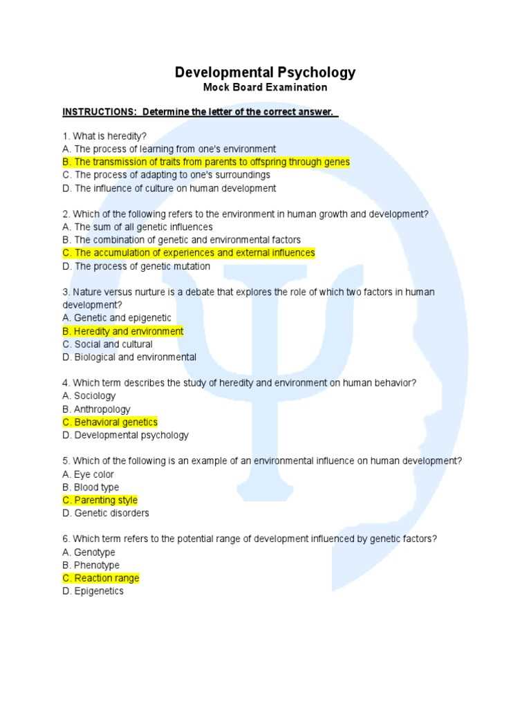 developmental psychology exam 1 answers