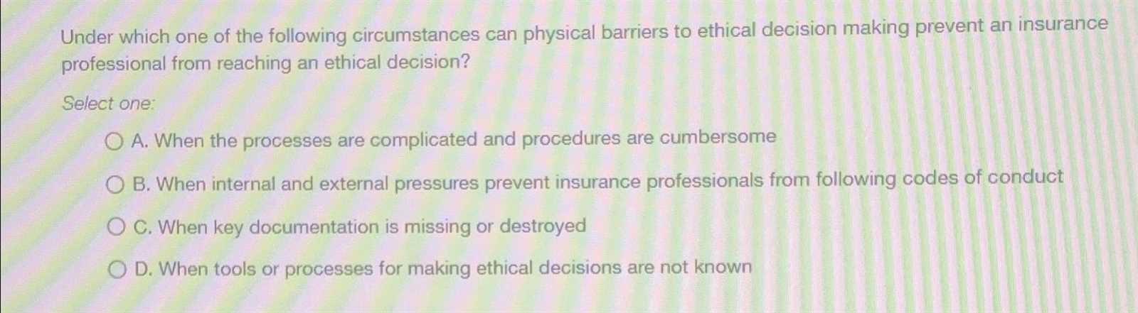 ethical guidelines for insurance professionals exam answers