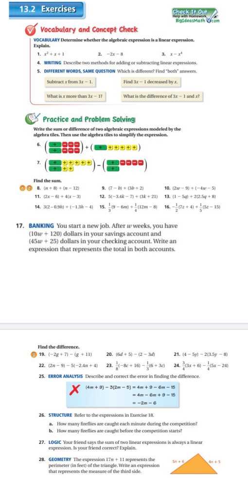 big ideas math homework answer key