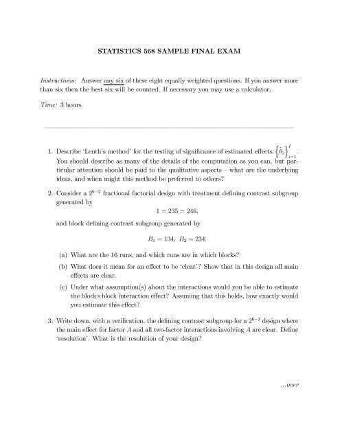 exam statistics questions and answers