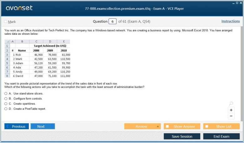 excel certification exam answers