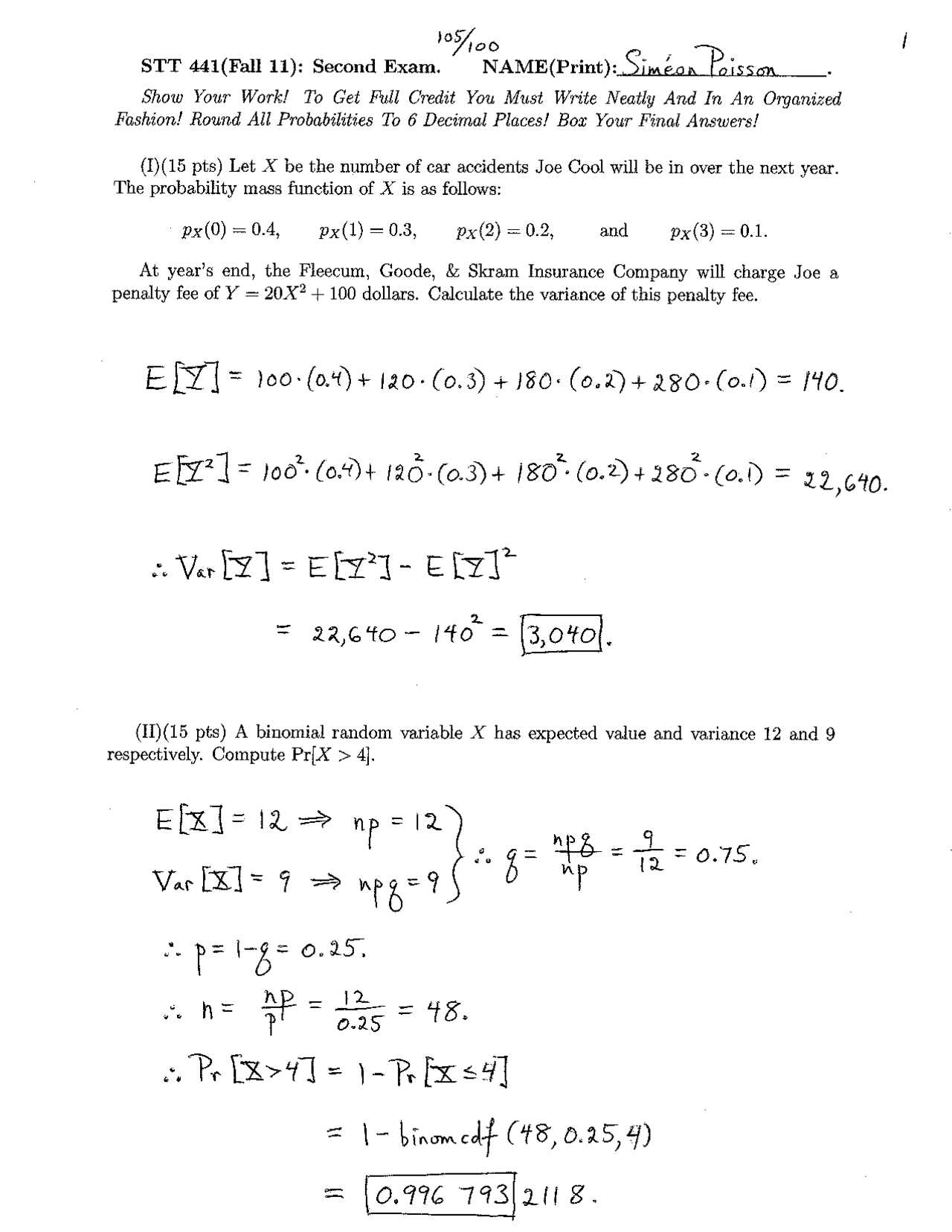 exam statistics questions and answers