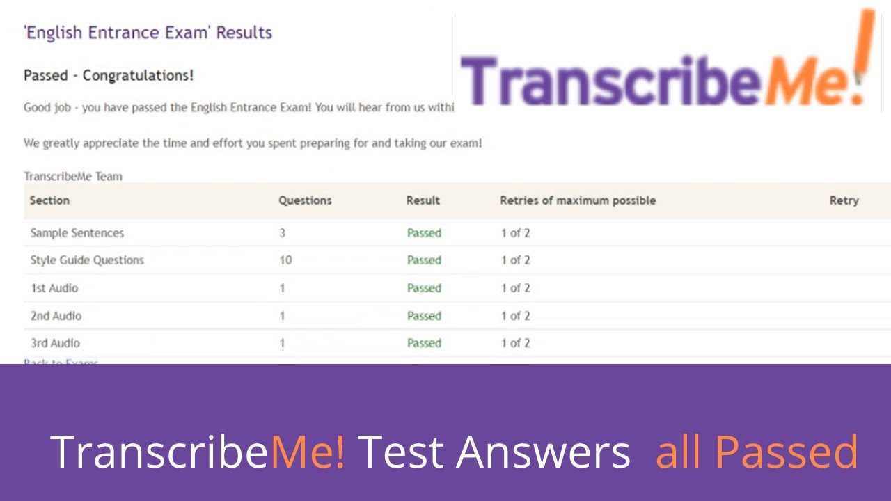 failed transcribeme exam