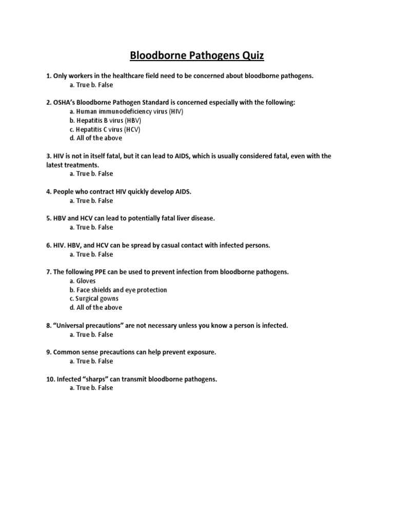 hsi bloodborne pathogens exam answers