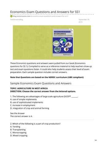 introduction to economics exam questions and answers