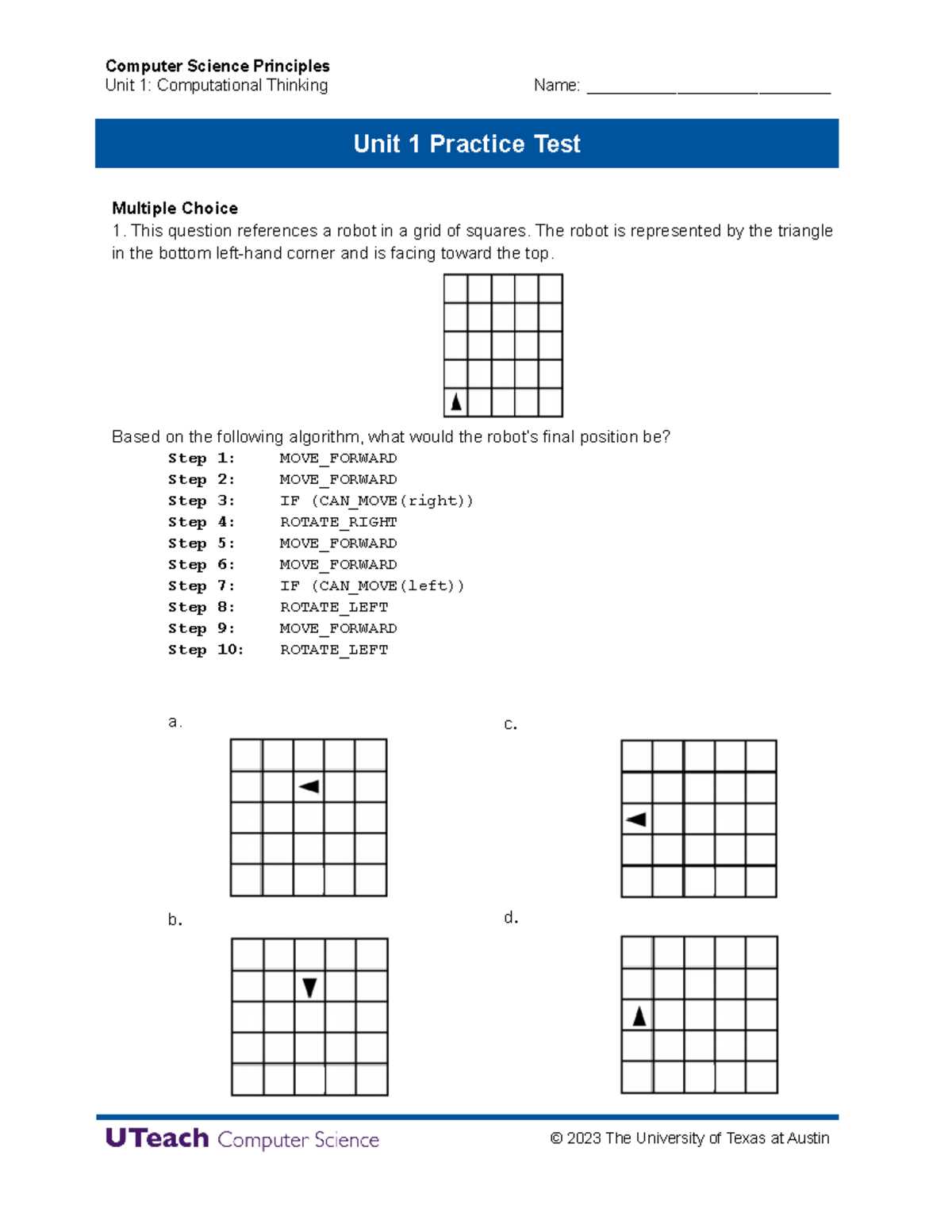 ap computer science practice exam 1 answers