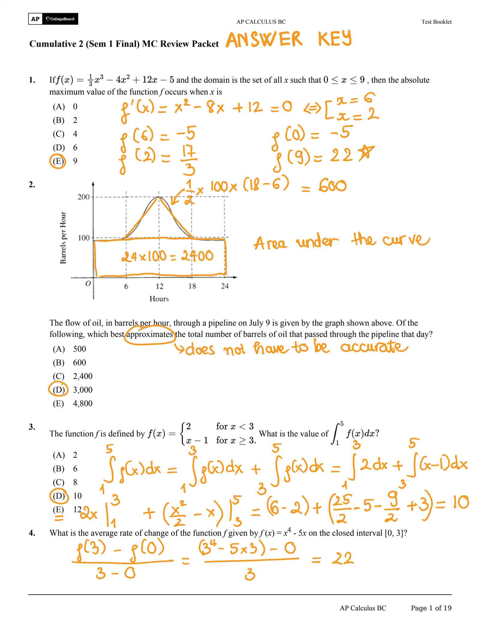 ap calculus ab practice exam 2012 answers