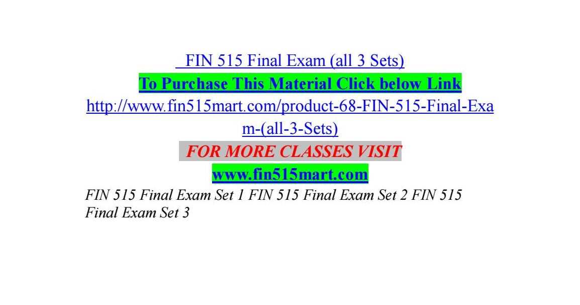 fin 515 final exam answers