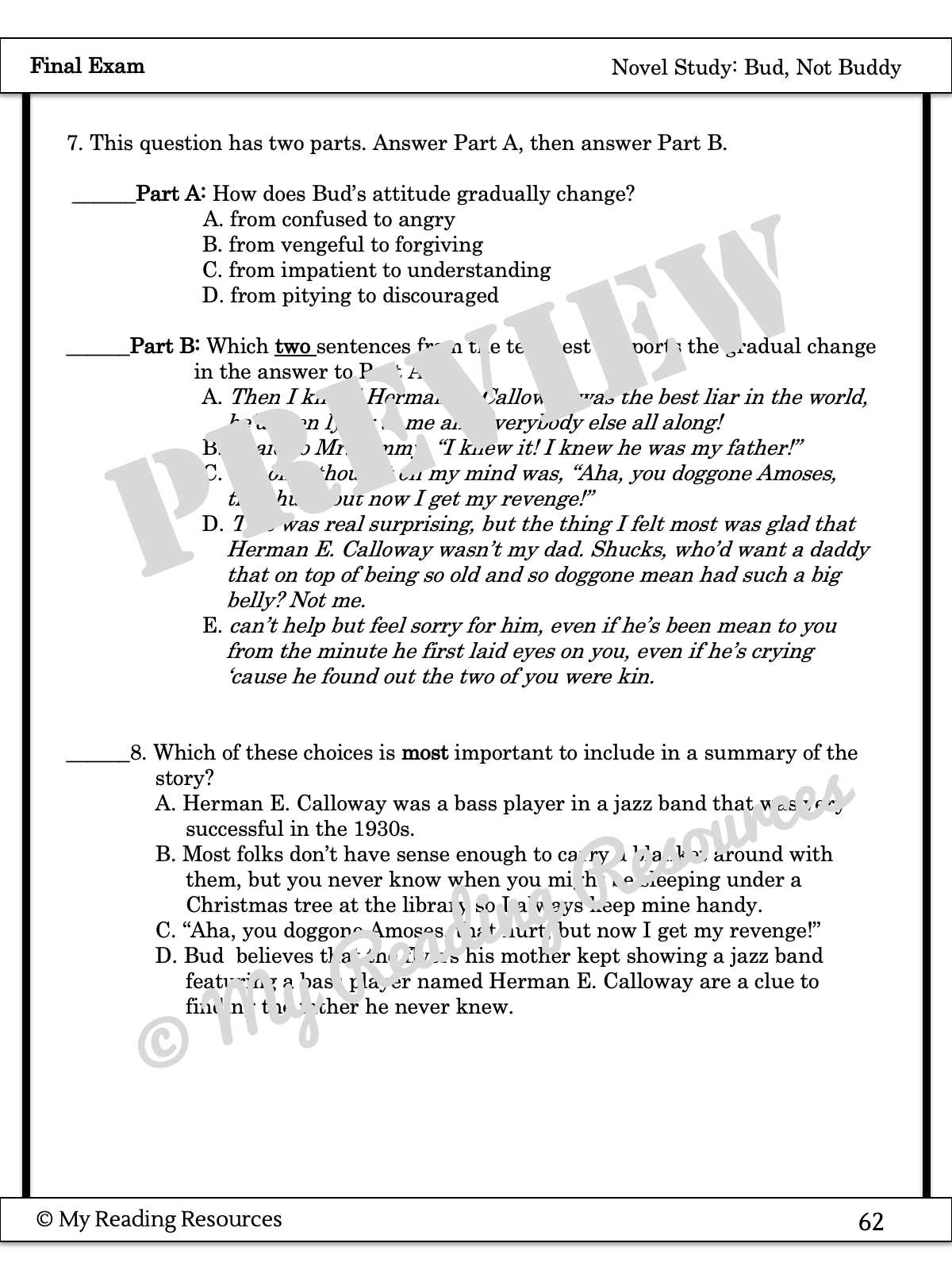 final exam answer key