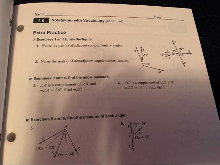 geometry extra practice answers