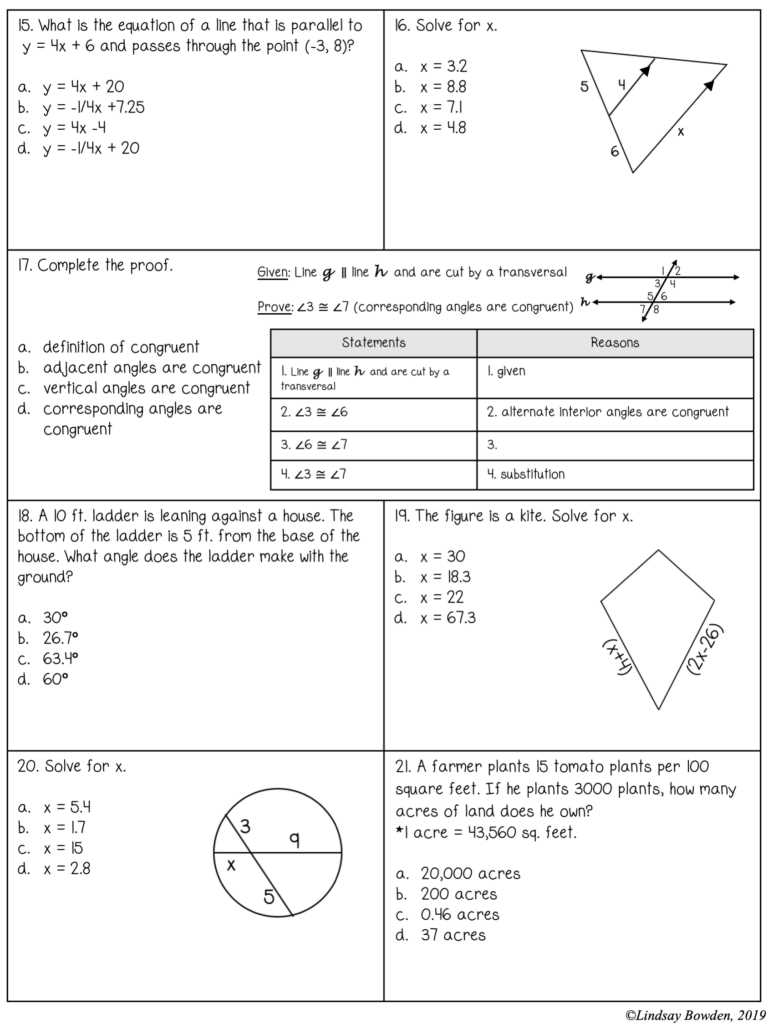 first semester exam geometry review packet answer key