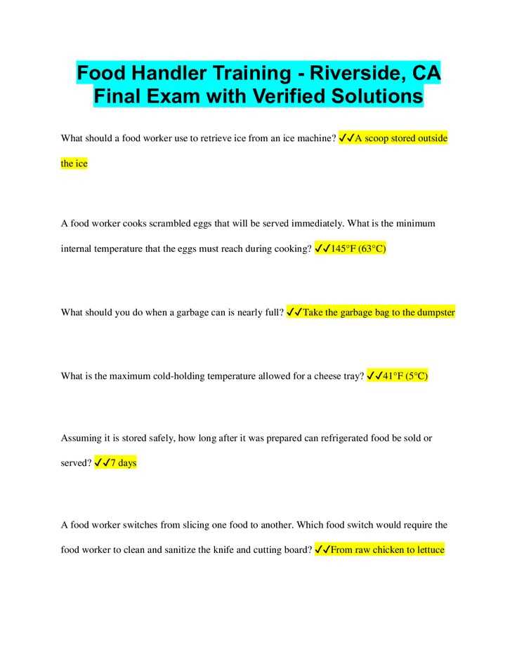 food handler certification exam answers