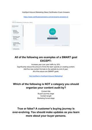 hubspot academy inbound marketing exam answers
