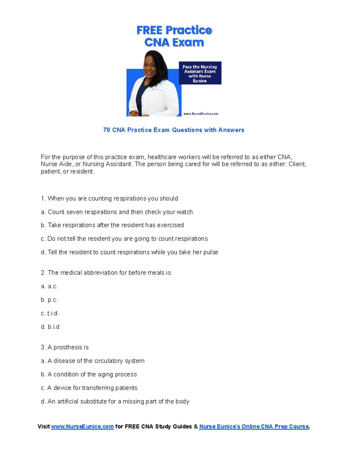 free cna exam questions and answers