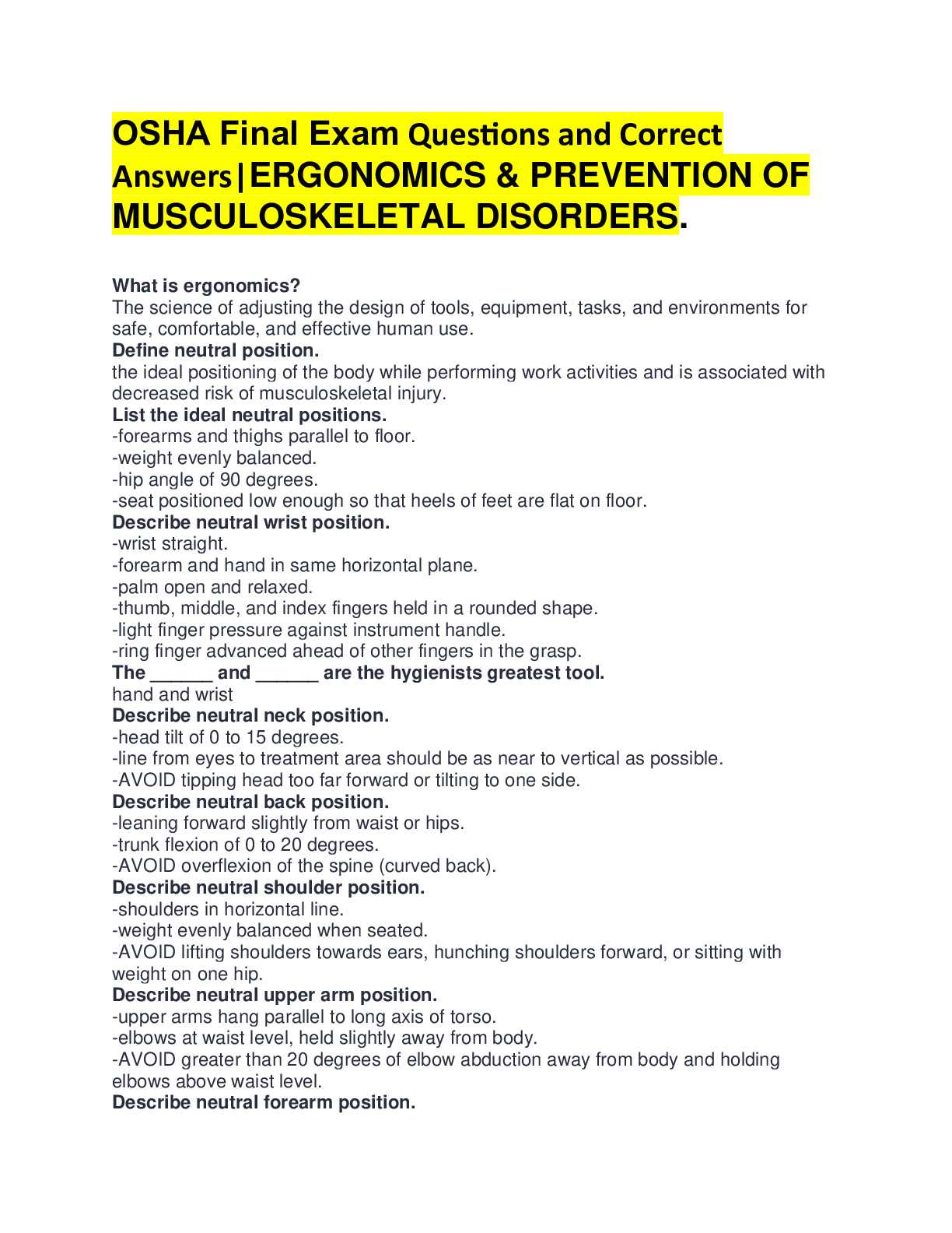 osha test questions and answers