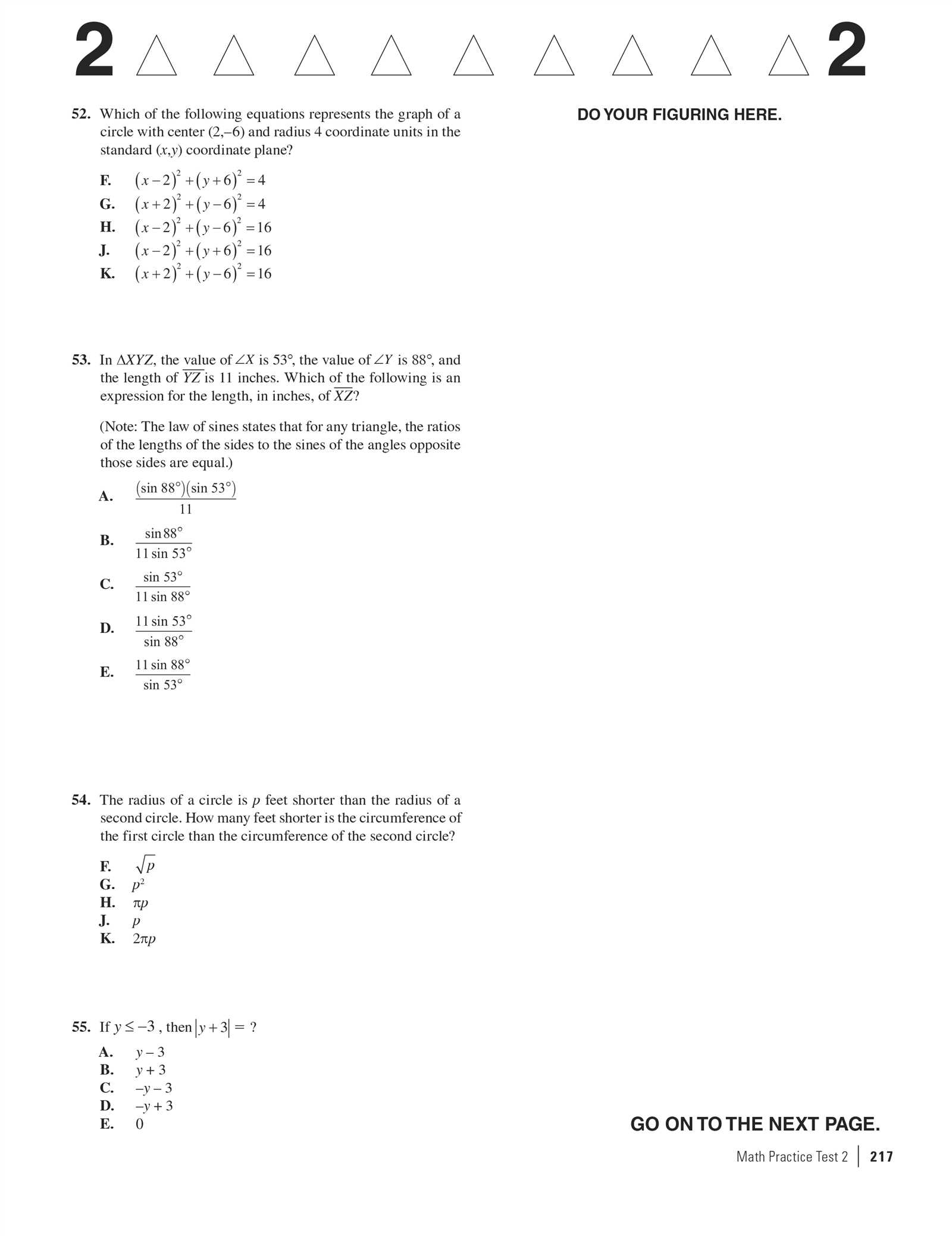 act math practice test 2 answers