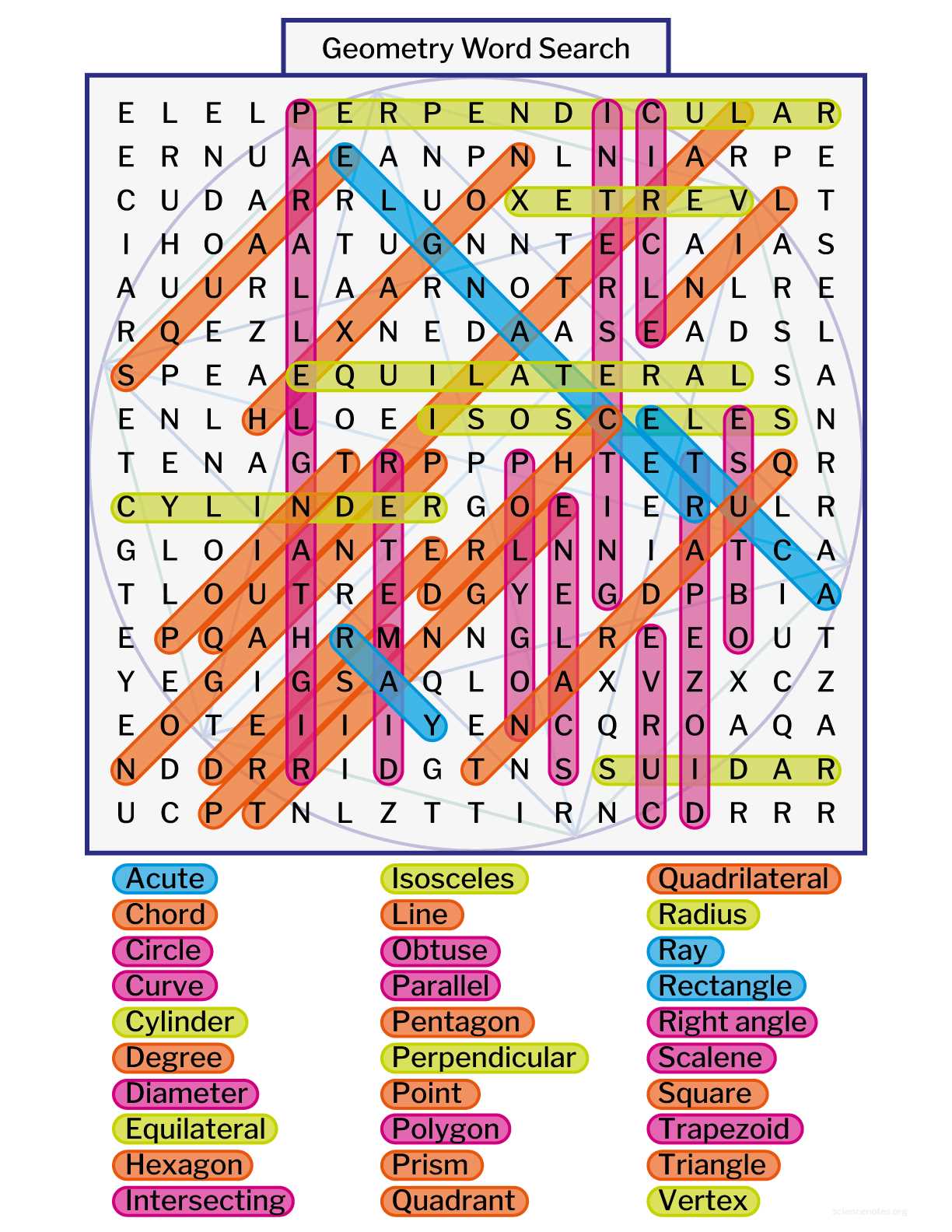 geometry vocabulary word search answers