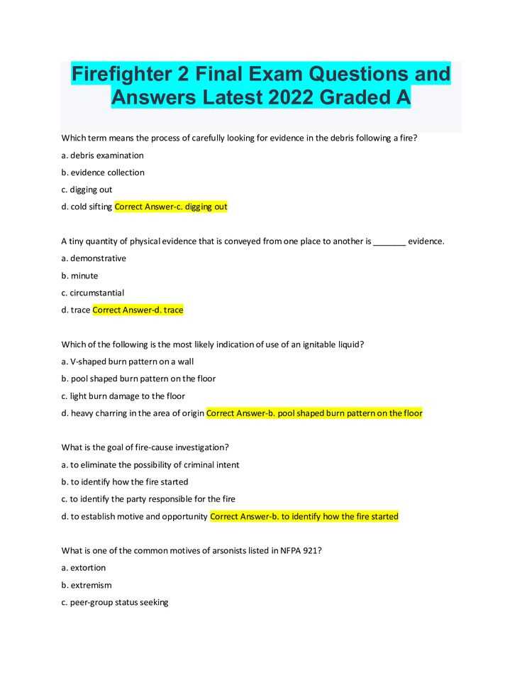 firefighter 2 final exam answers