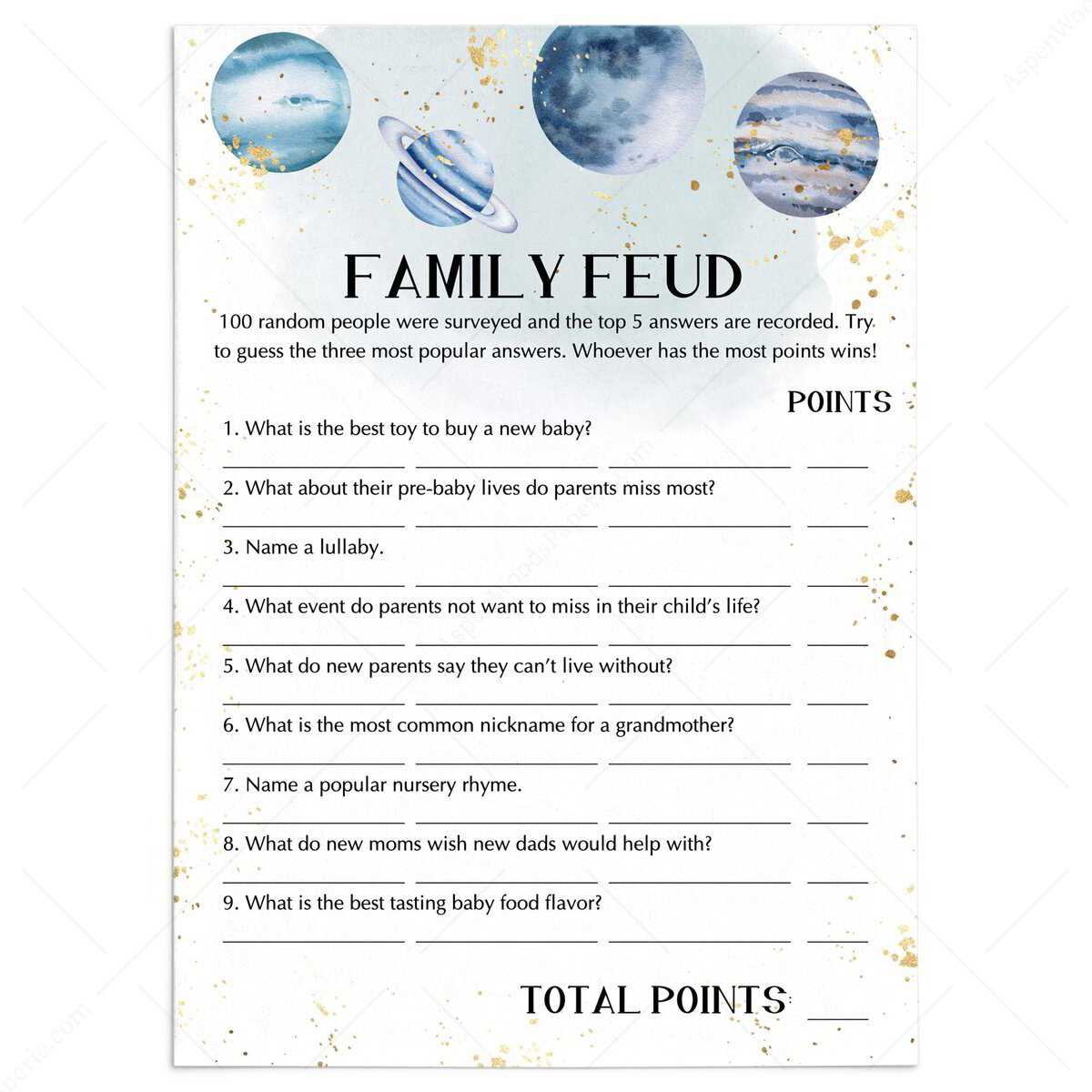 family feud questions and answers with points