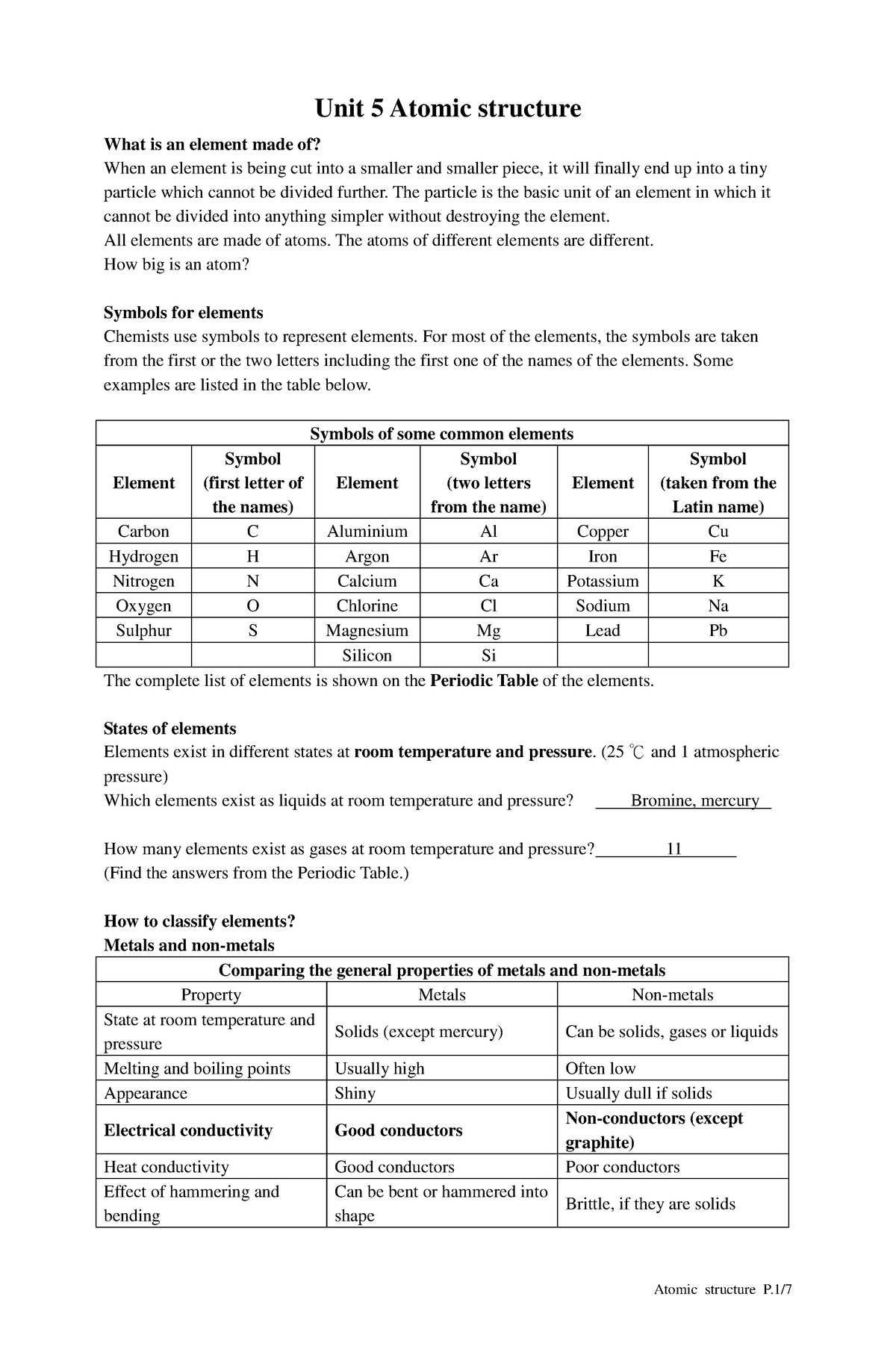 chemistry unit 5 review answers