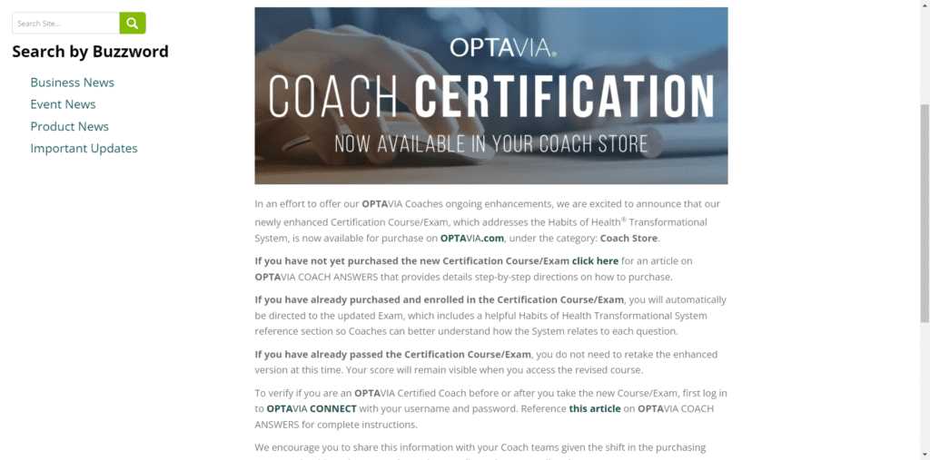 optavia certification exam answers