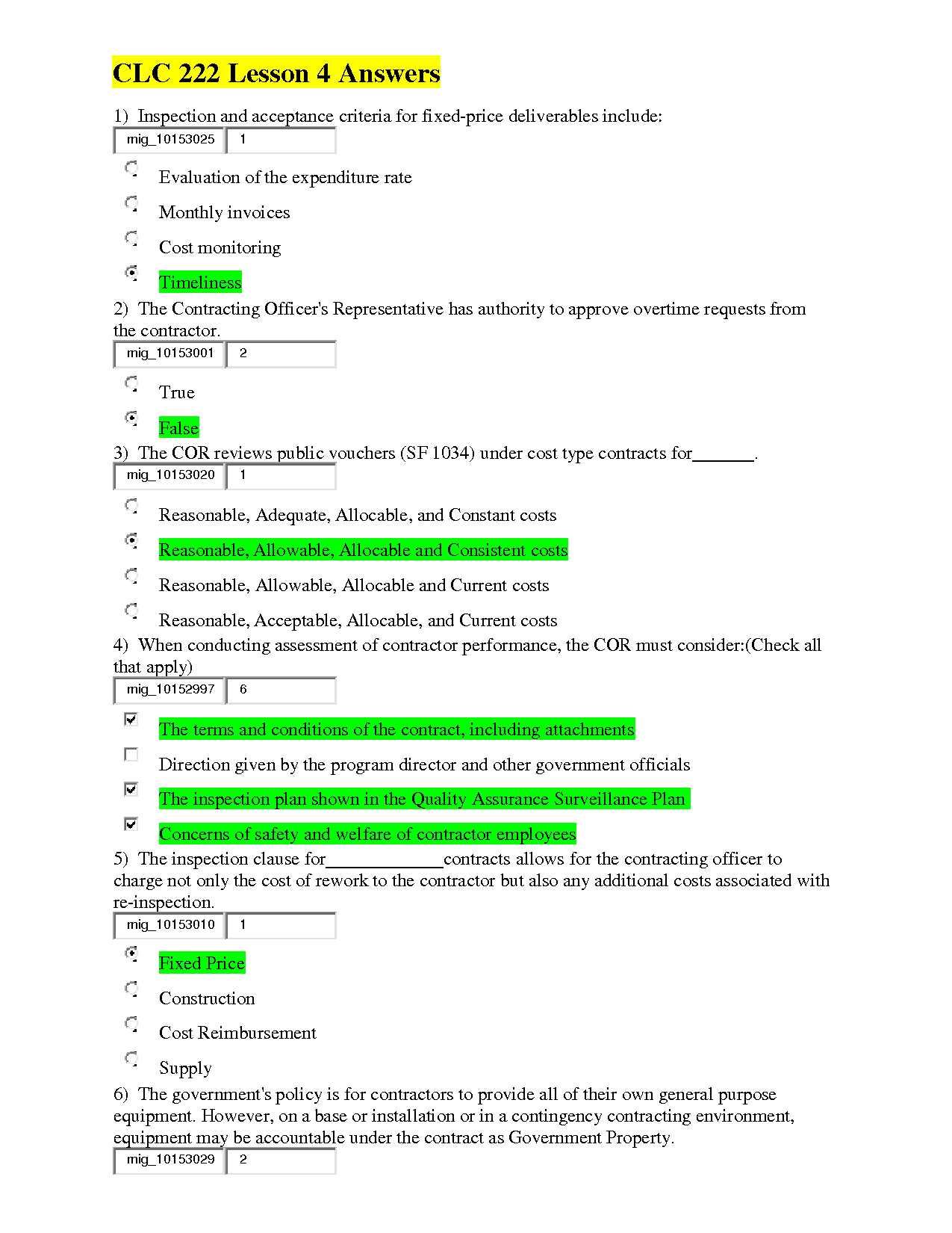 clc 011 contracting for the rest of us exam answers