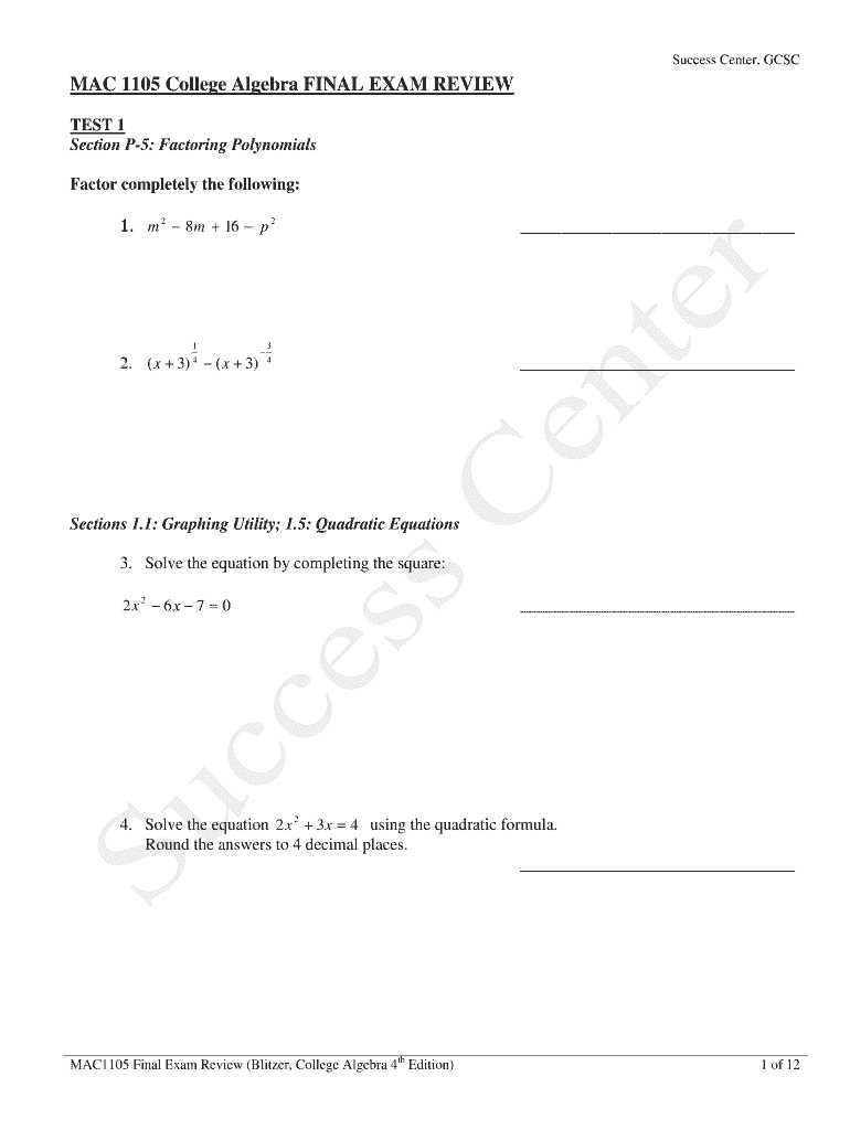 algebra 1 final exam answers