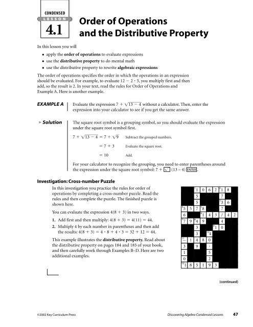 division and the distributive property lesson 4.6 answers