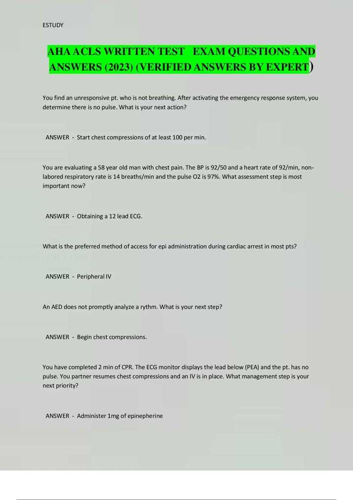 acls post exam answers