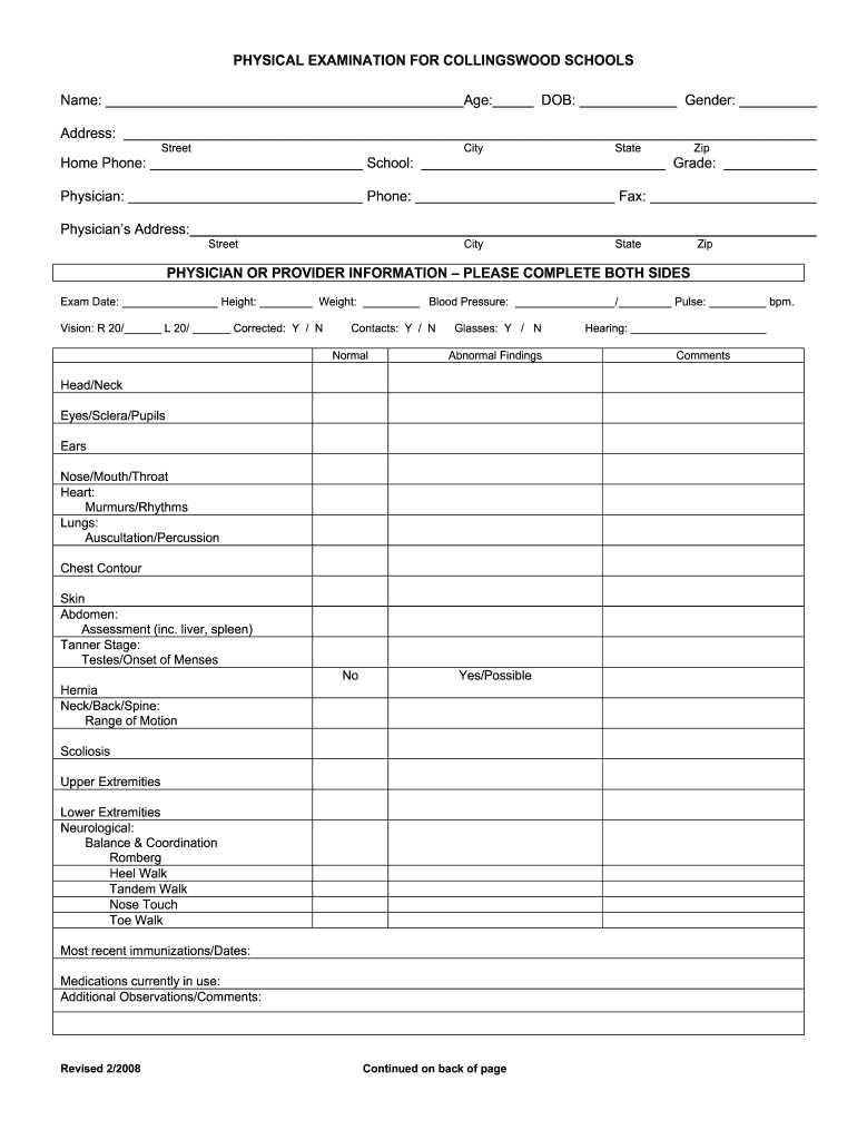 normal pediatric physical exam template