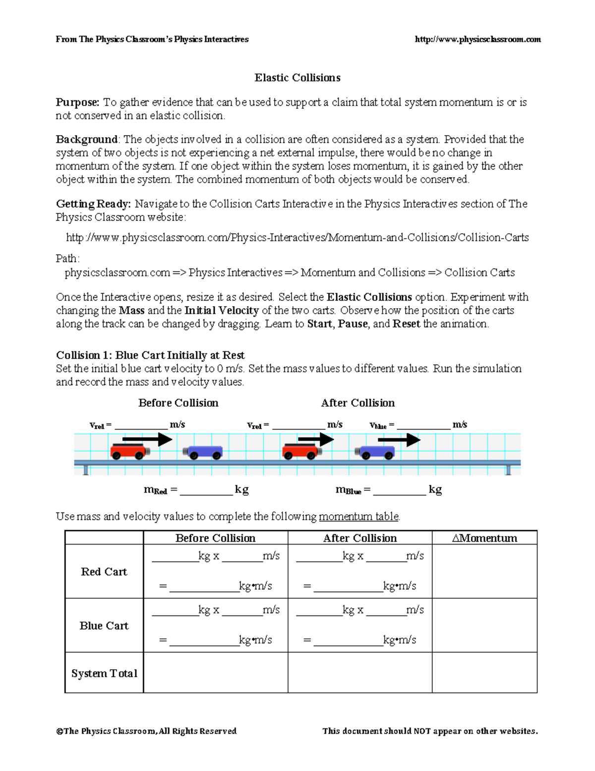 virtual collisions lab answers