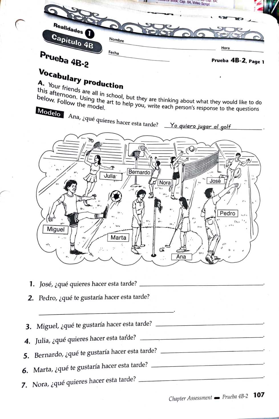 realidades 2 capitulo 4 b test answers