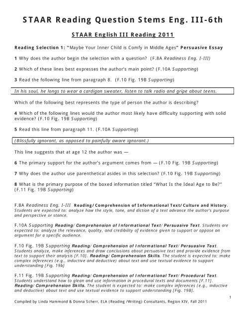 staar english 2 2011 release answers