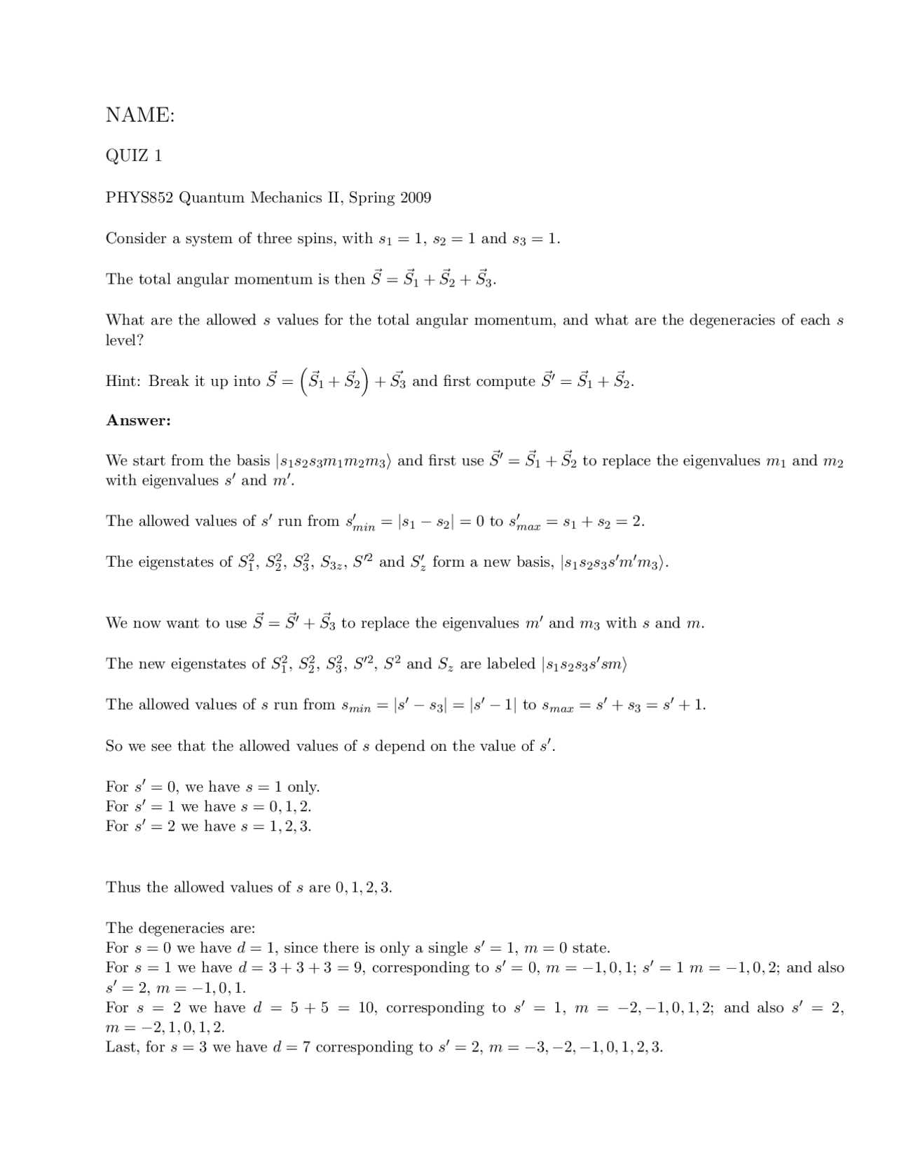 quantum mechanics 2 exam questions and answers