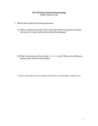 java fundamentals midterm exam answers