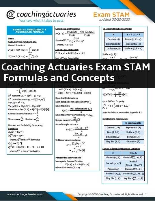 actuary exam p formula sheet