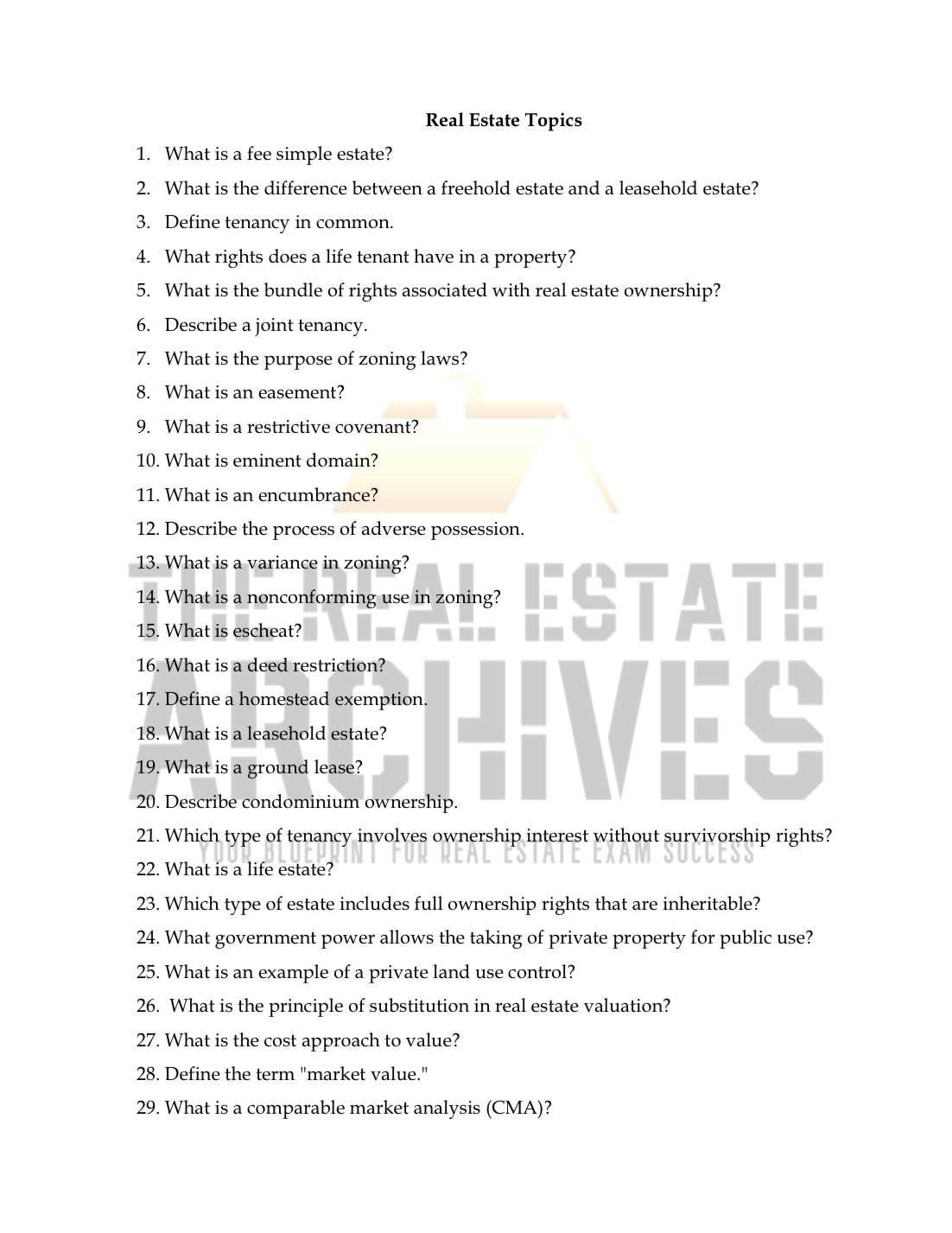 national real estate exam questions and answers