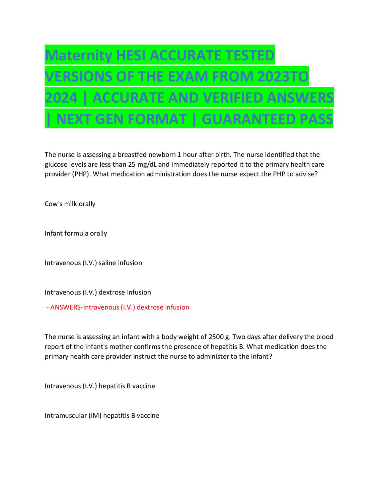 hesi maternity practice exam