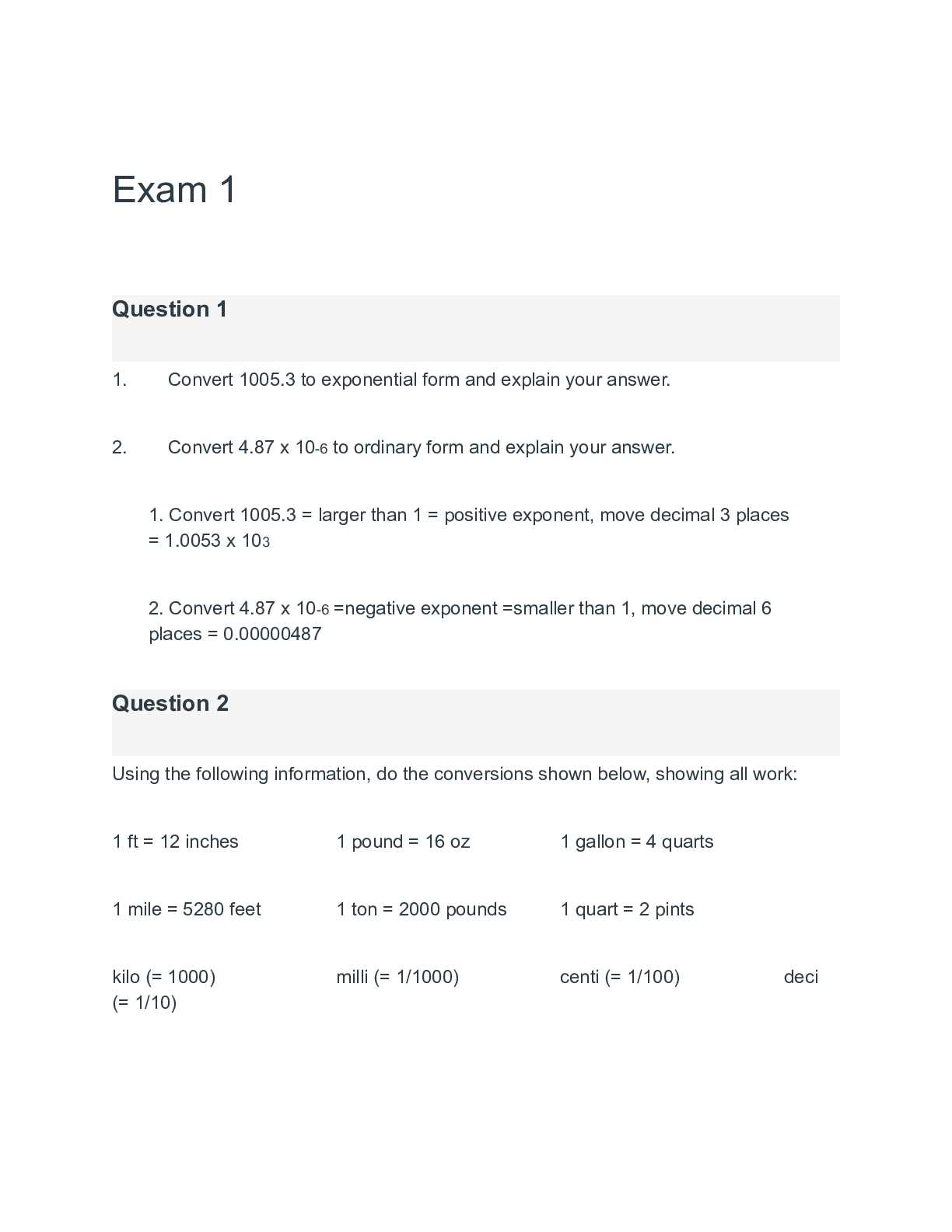 in learning exam answers