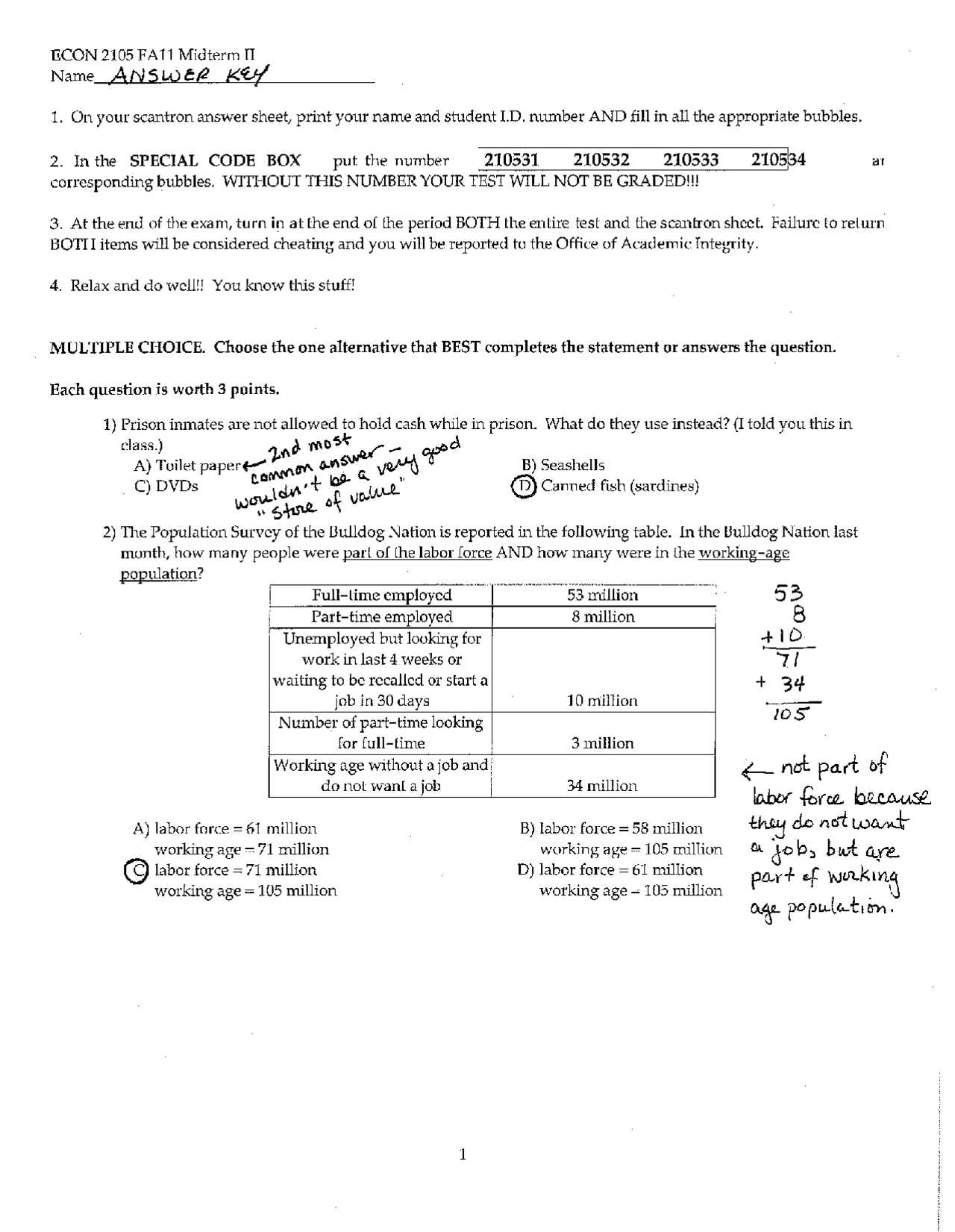 macroeconomics midterm exam answers