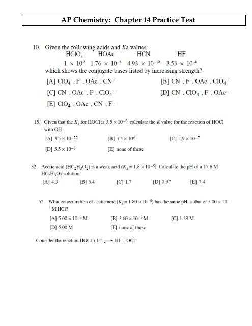 ap chemistry midterm practice test with answers