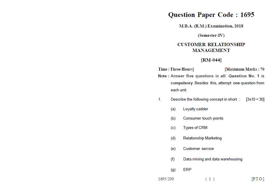 customer relationship management exam questions and answers