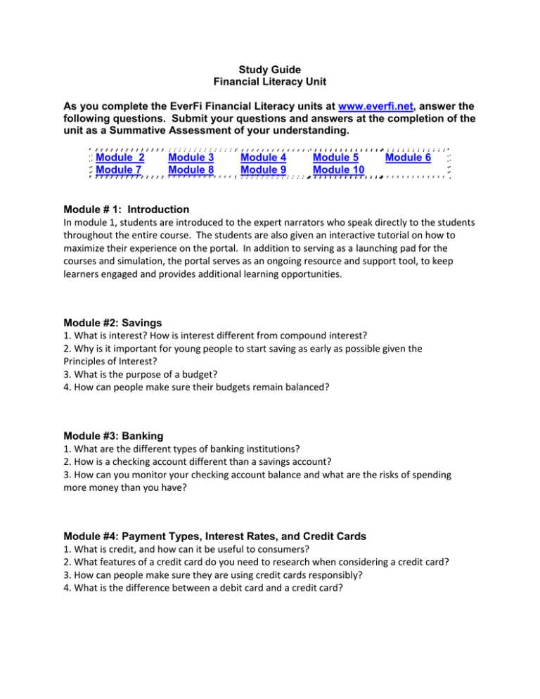 everfi answers module 4