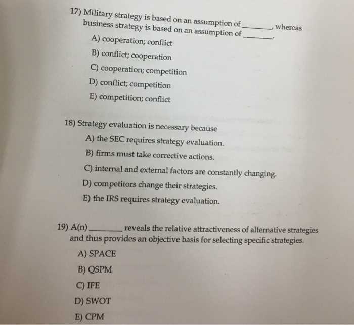 strategic management exam questions and answers