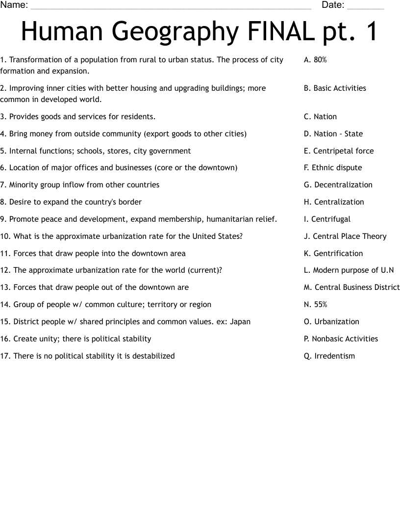 world geography final exam review answer key