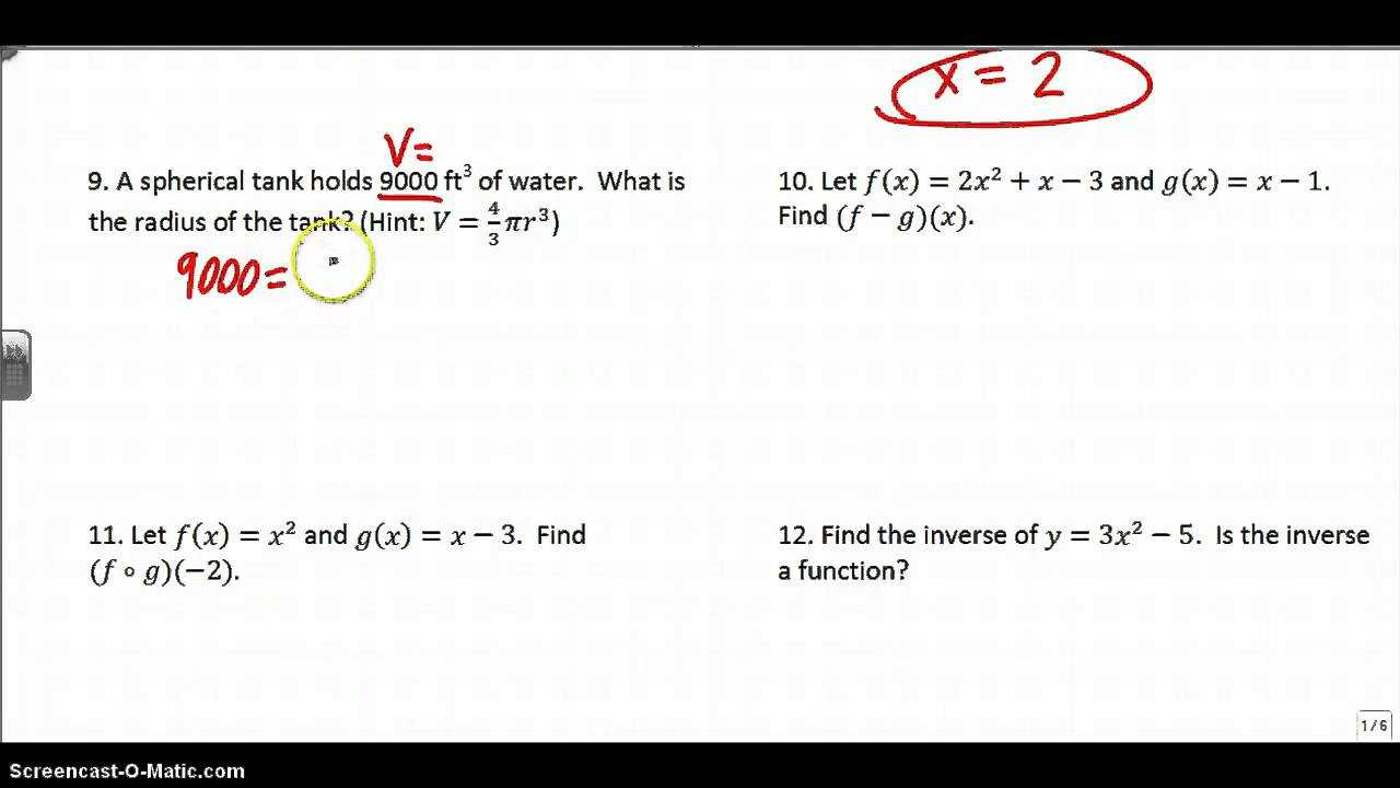 final exam review algebra 2 answers