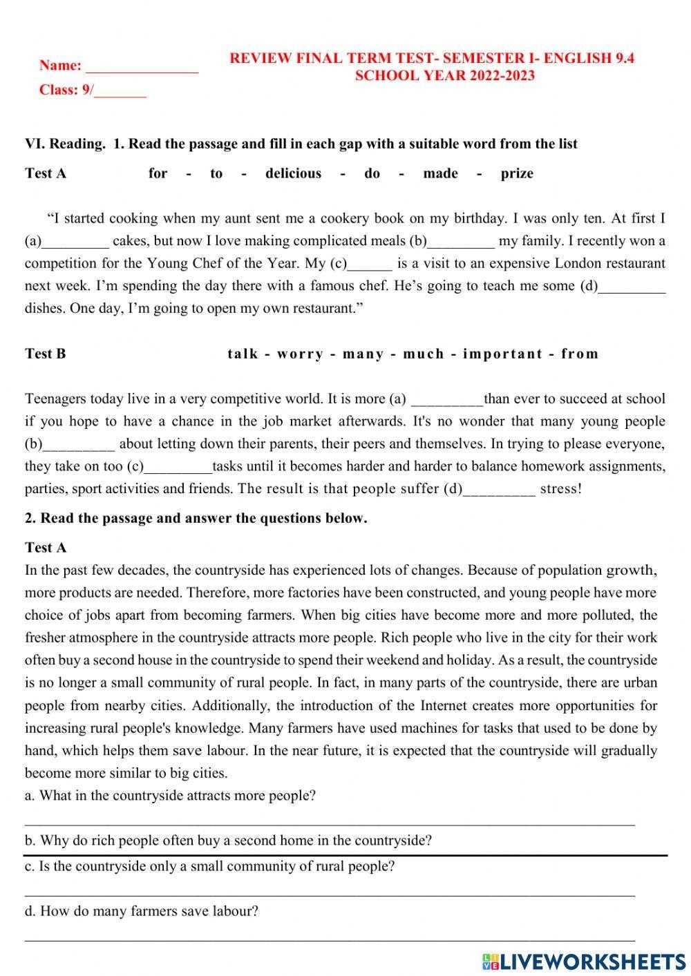 english 9 final exam answers