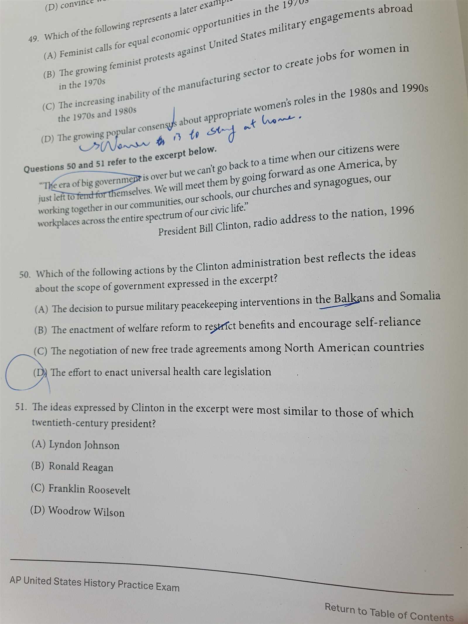 sample exam answers