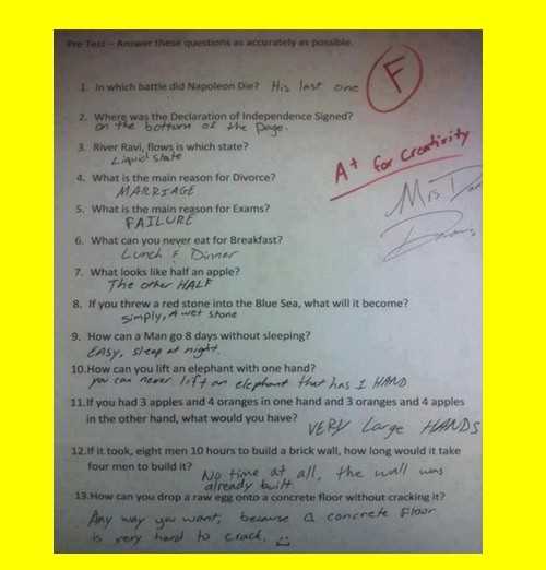 funny test exam answers